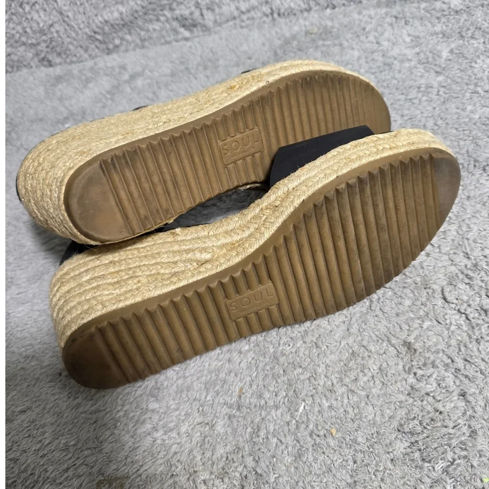 SOUL Naturalizer Womens Black‎ Wedge Espadrille Sandals Ankle Strap Size 11M
